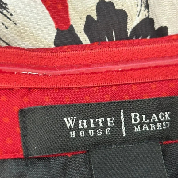 White House Black Market 100% Silk Red and Black Strapless Party Dress Size 12 - Picture 2 of 7
